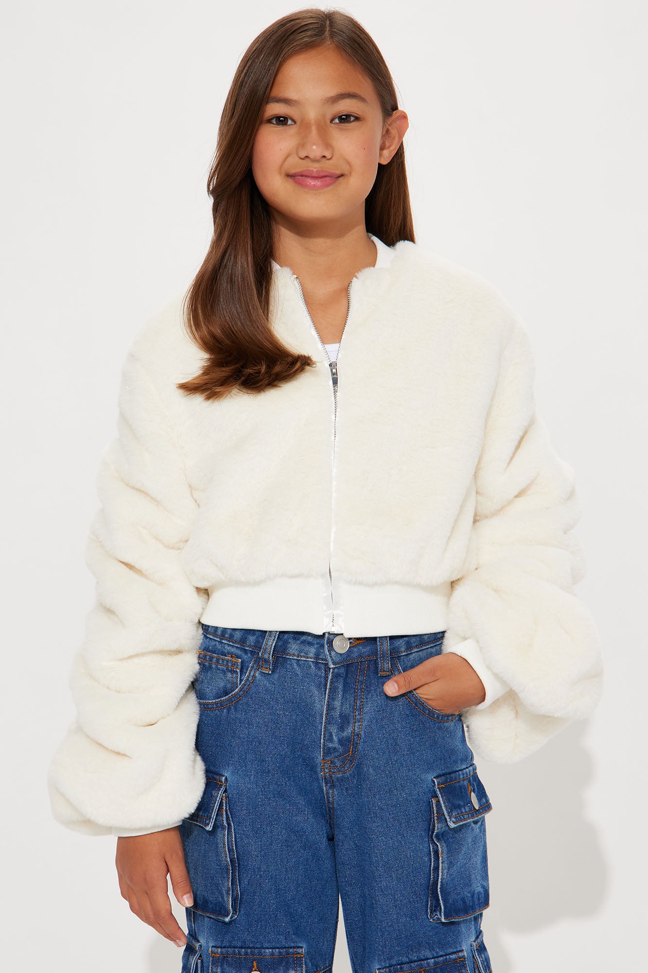 Faux fur mini puffer online