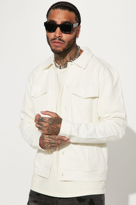 Cream denim cheap jacket mens