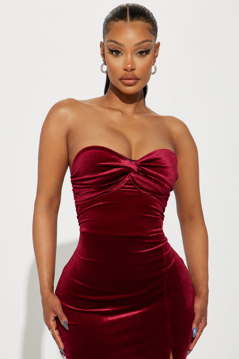 Burgundy bodycon maxi dress online