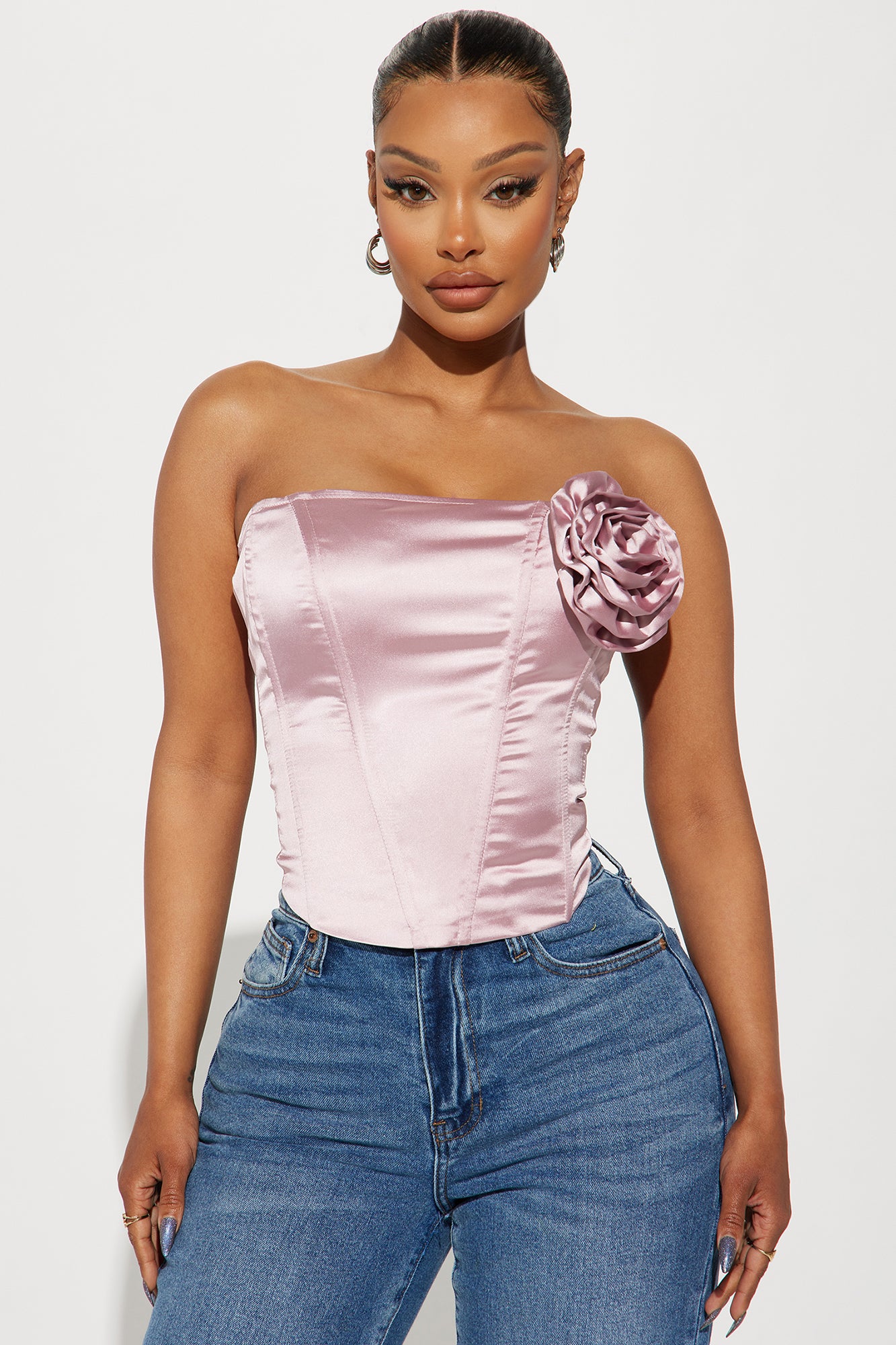 Pink satin corset top hotsell