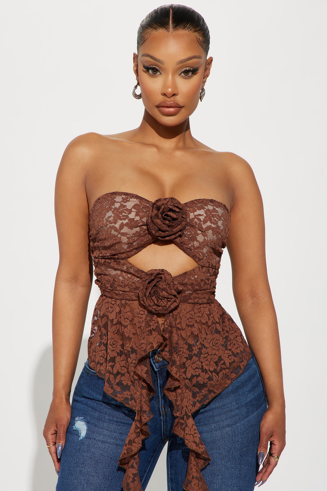 Angelina Lace Tube Top - Brown