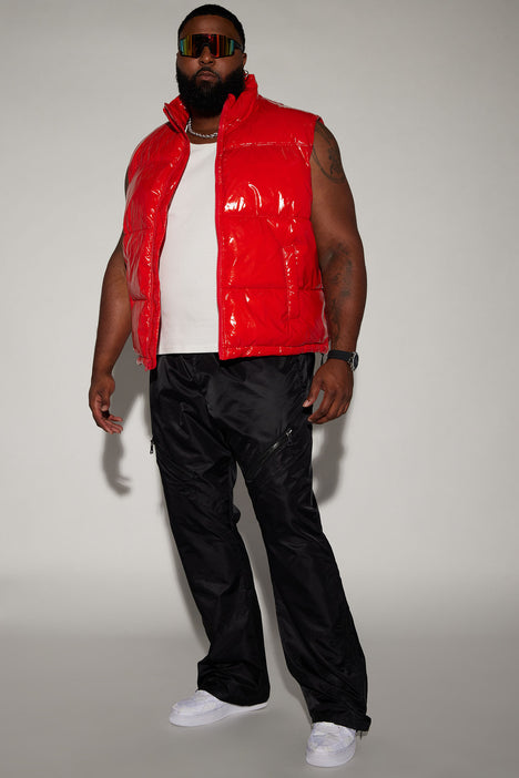 Red puffer 2025 jacket vest