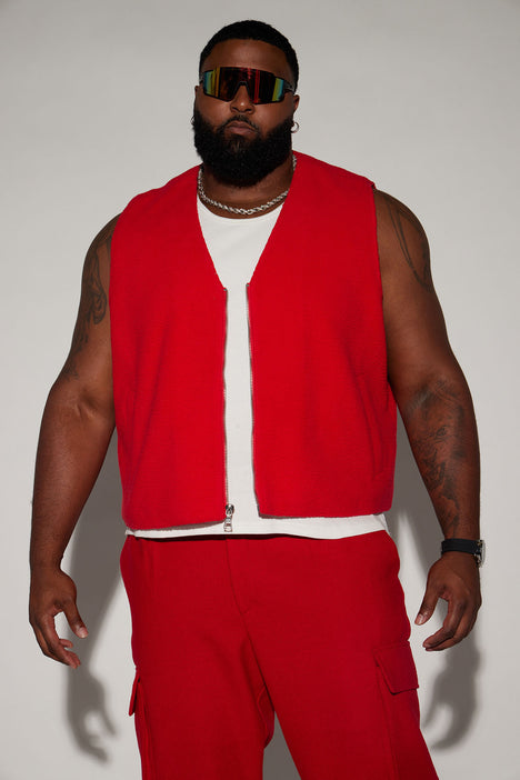Red sherpa clearance vest