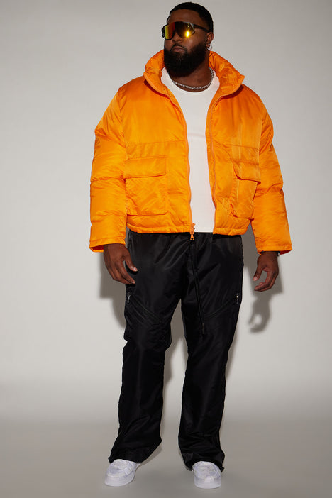 Orange cropped puffer jacket outlet