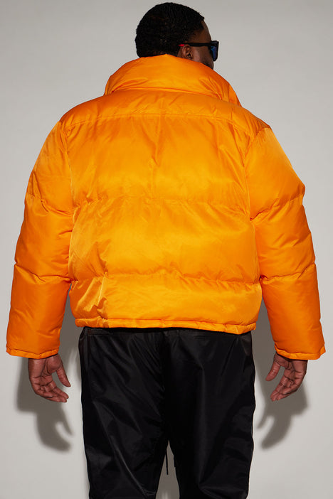 Ride With Me Nylon Cropped Puffer - Orange
