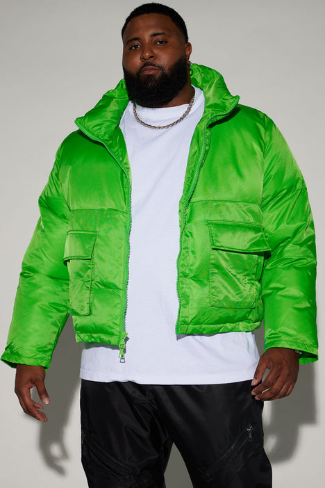 Cropped puffer discount jacket green