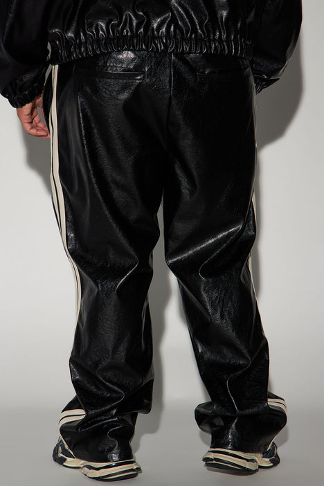 Baker Faux Leather Track Pants Black combo Fashion Nova Mens