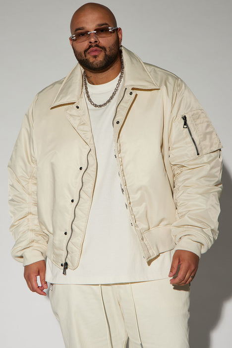 Cream bomber hotsell jacket men