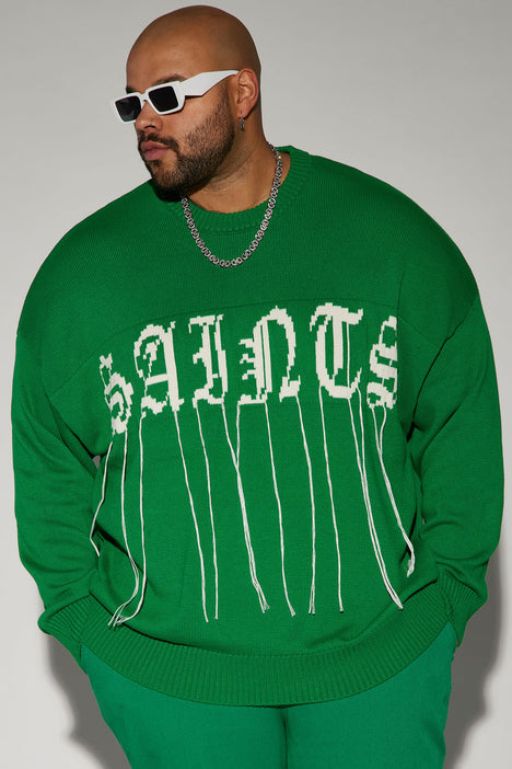 Saints Crewneck Sweater Green combo Fashion Nova Mens