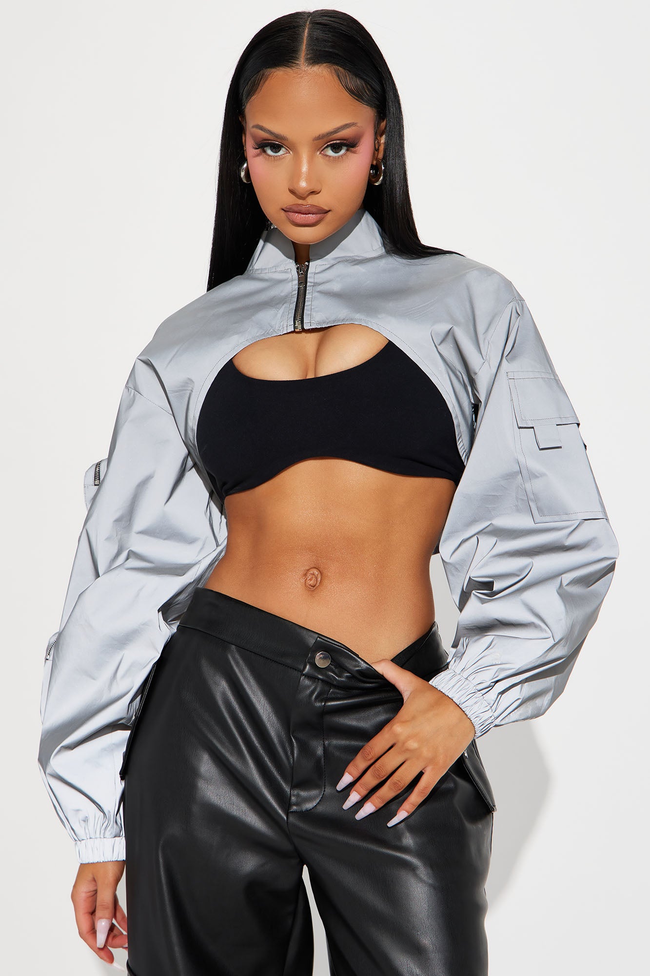 Fashion nova reflective jacket top