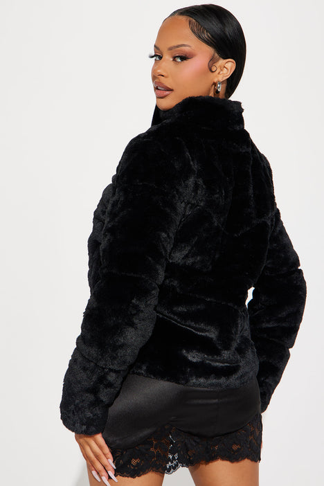 Faux fur bubble coat hot sale black
