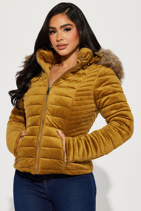 Zip up velvet outlet puffer jacket