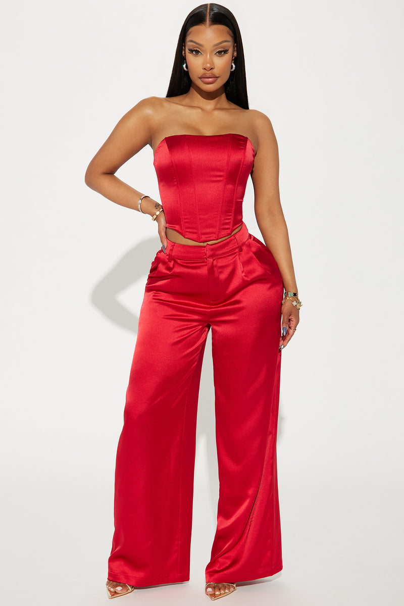 Adriana Satin Pant Set - Red | Fashion Nova, Matching Sets | Fashion Nova