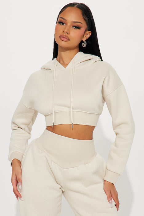 Nikkie Fleece Jogger Set Cream Fashion Nova Matching Sets