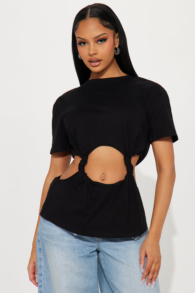 Run It Up Cut Out Top Black Fashion Nova, Knit Tops Fashion Nova