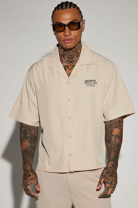 Ivory button deals up shirt