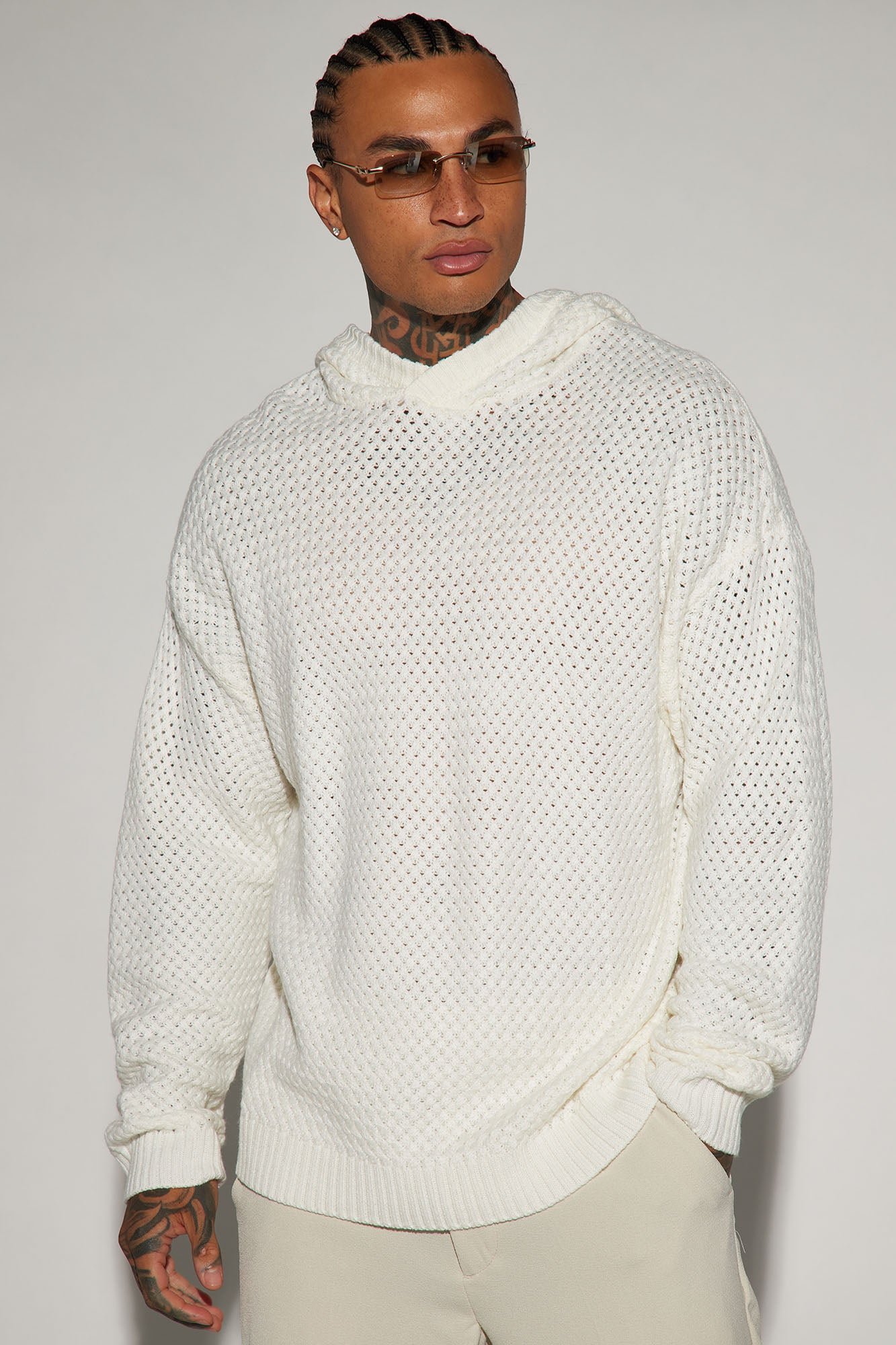 Cable knit hoodie mens best sale