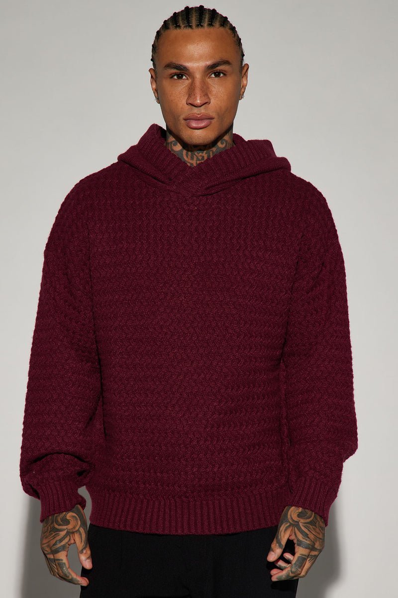 Burgundy Patch Hooded Sweatshirt 10002