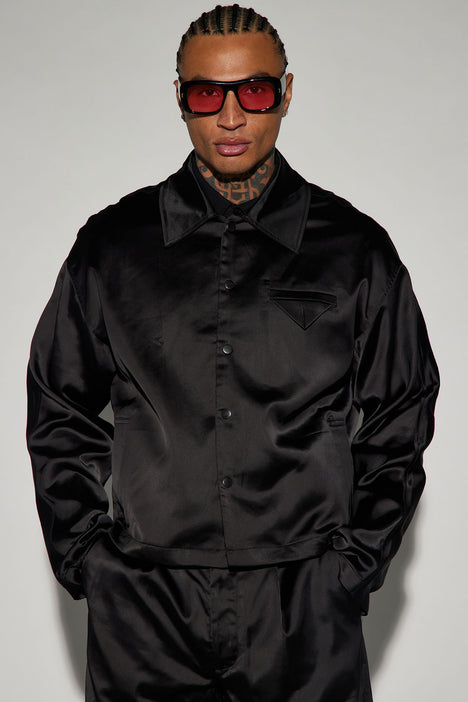 Florence Satin Cropped Jacket Black Fashion Nova Mens Jackets