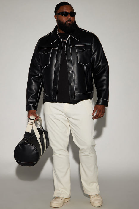 Charles and a best sale half faux leather jacket