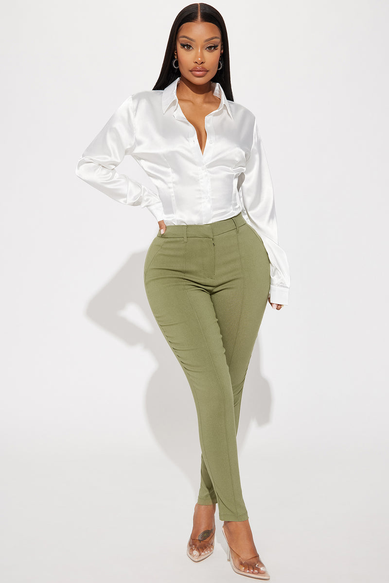 Raise The Bar Skinny Trouser - Olive | Fashion Nova, Pants | Fashion Nova
