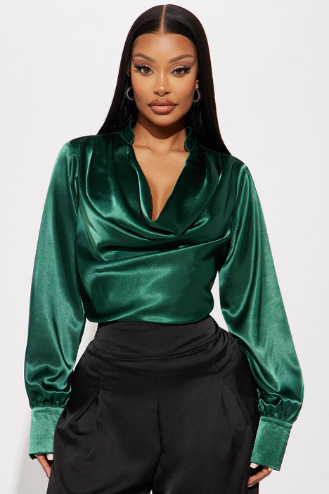 Look My Way Satin Blouse Top - Hunter | Fashion Nova, Shirts & Blouses |  Fashion Nova