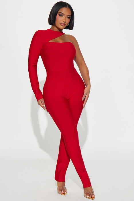Fashion nova jumpsuit red best sale
