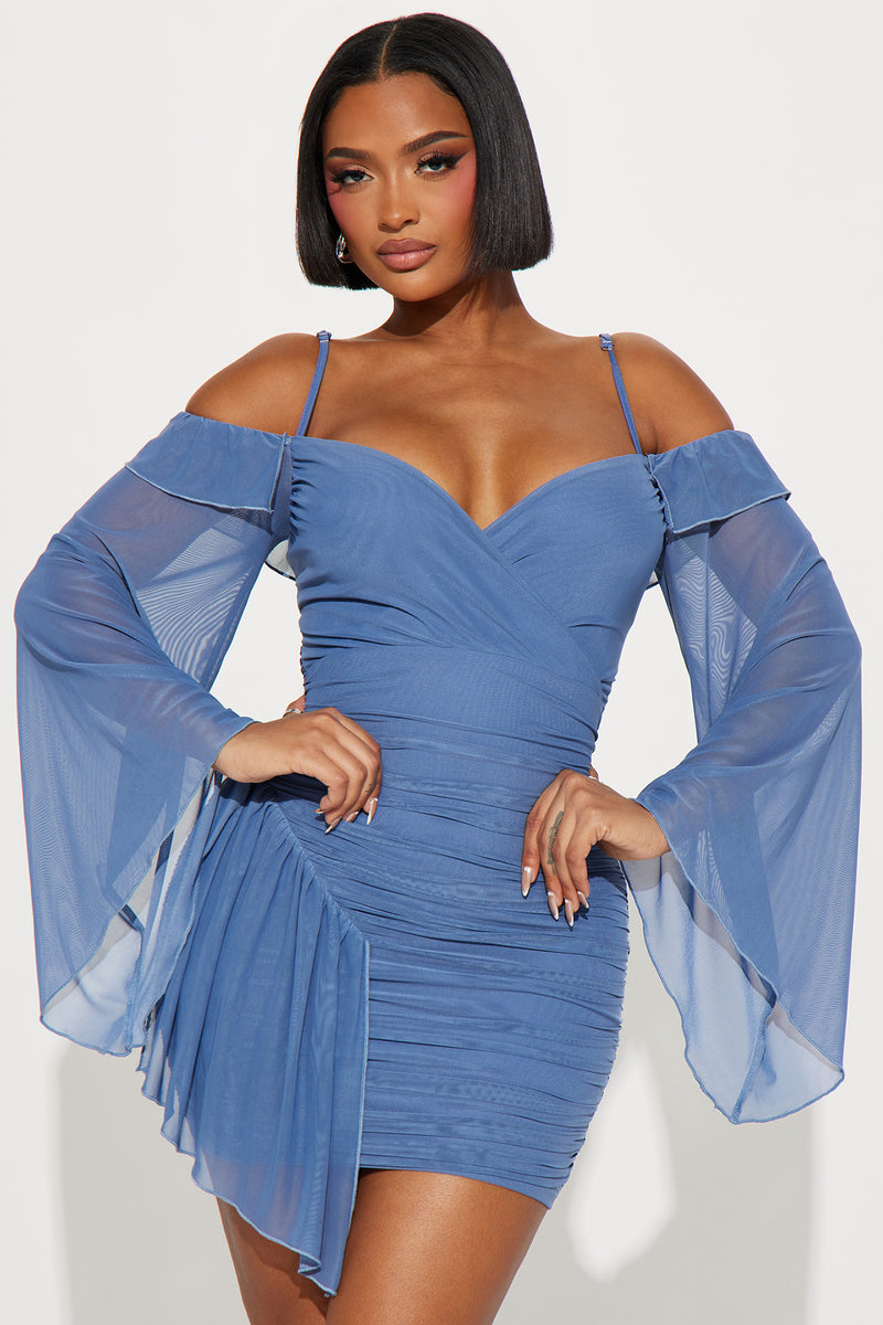 Aubree Mesh Mini Dress - Slate Blue | Fashion Nova, Dresses | Fashion Nova