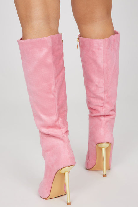 Need Some Clarity Knee High Boots Pink Pink Fashion Nova