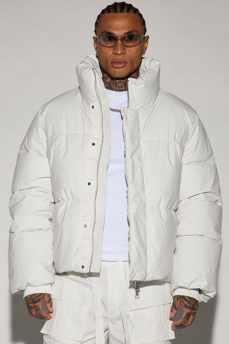 White cropped sales puffer