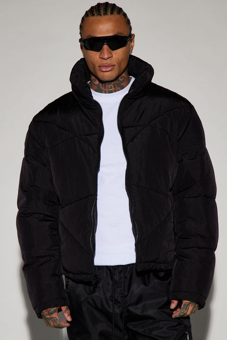 Quilted nylon puffer jacket sale