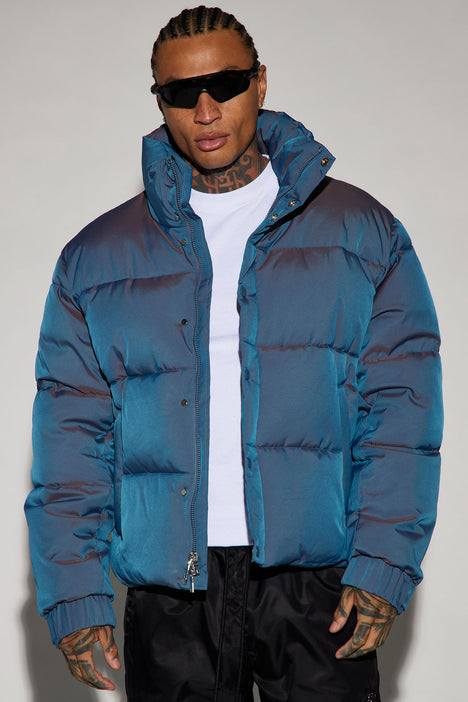 Mens iridescent puffer jacket new arrivals