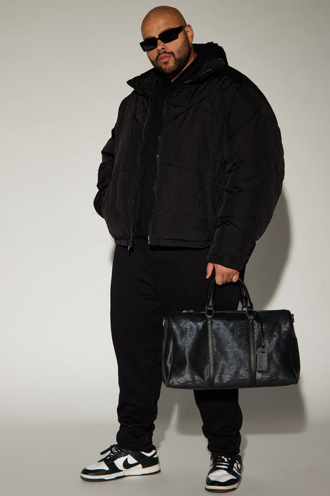 Quilted nylon store puffer jacket