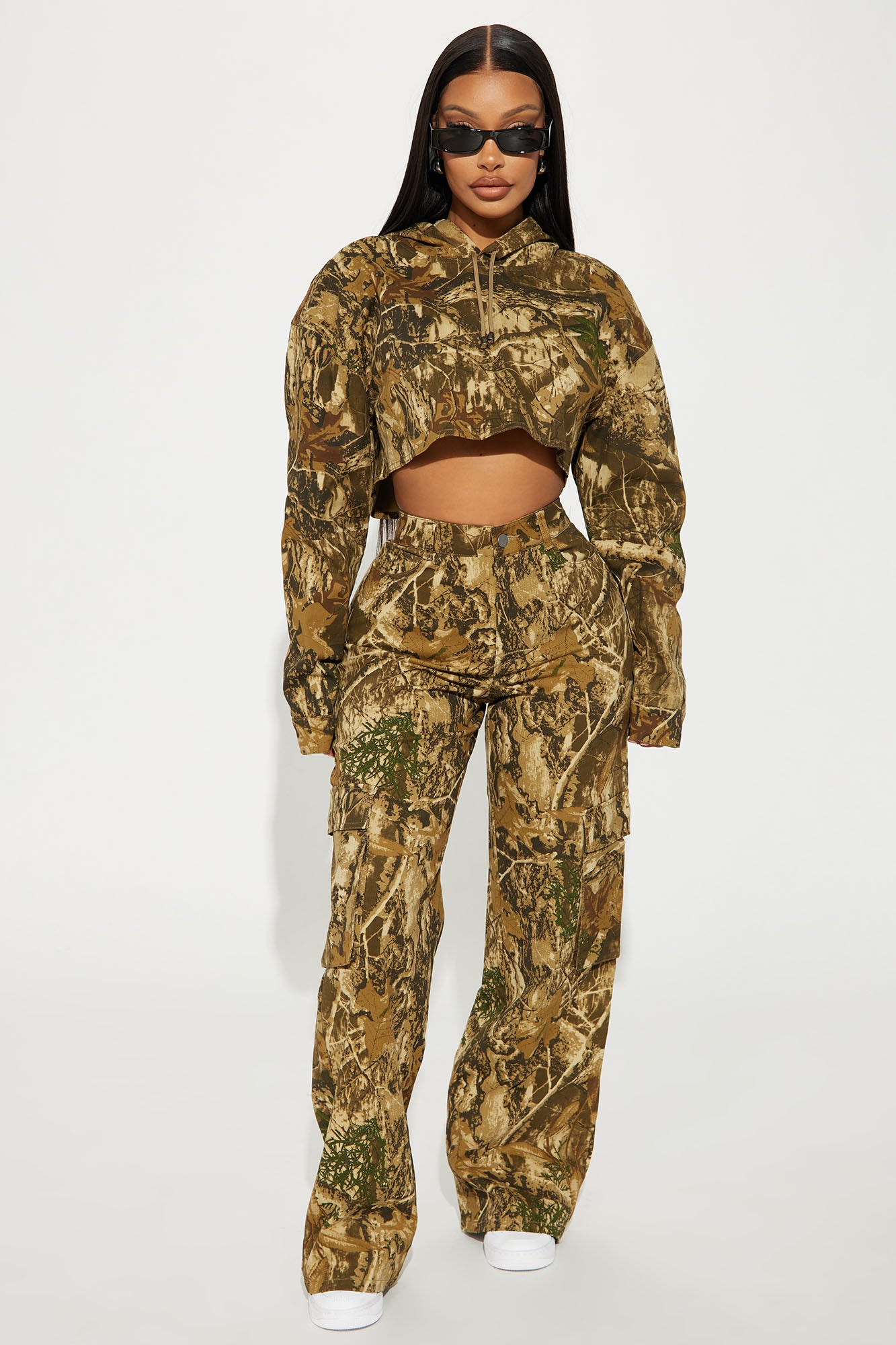 On The Lookout Camo Pant Set Olive combo Fashion Nova