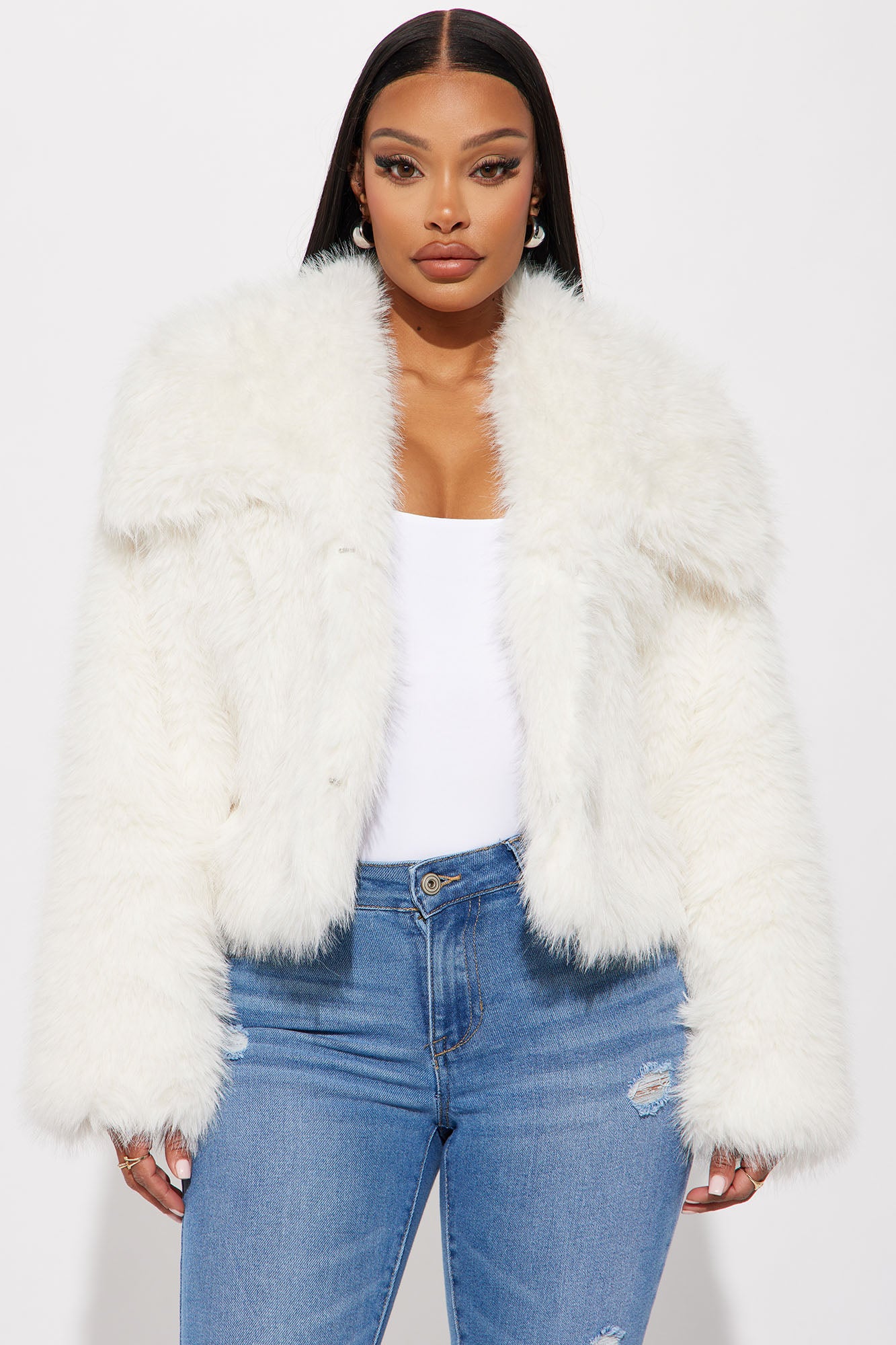 Cream furry jacket new arrivals