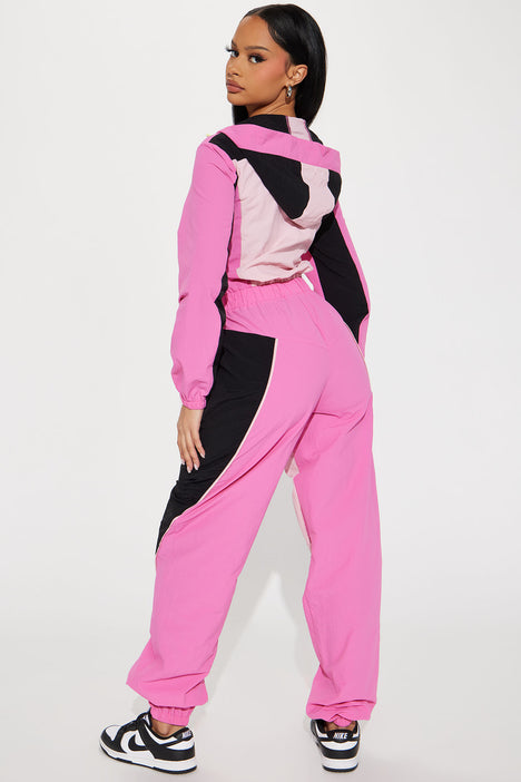 Off Season Windbreaker Jumpsuit Pink combo