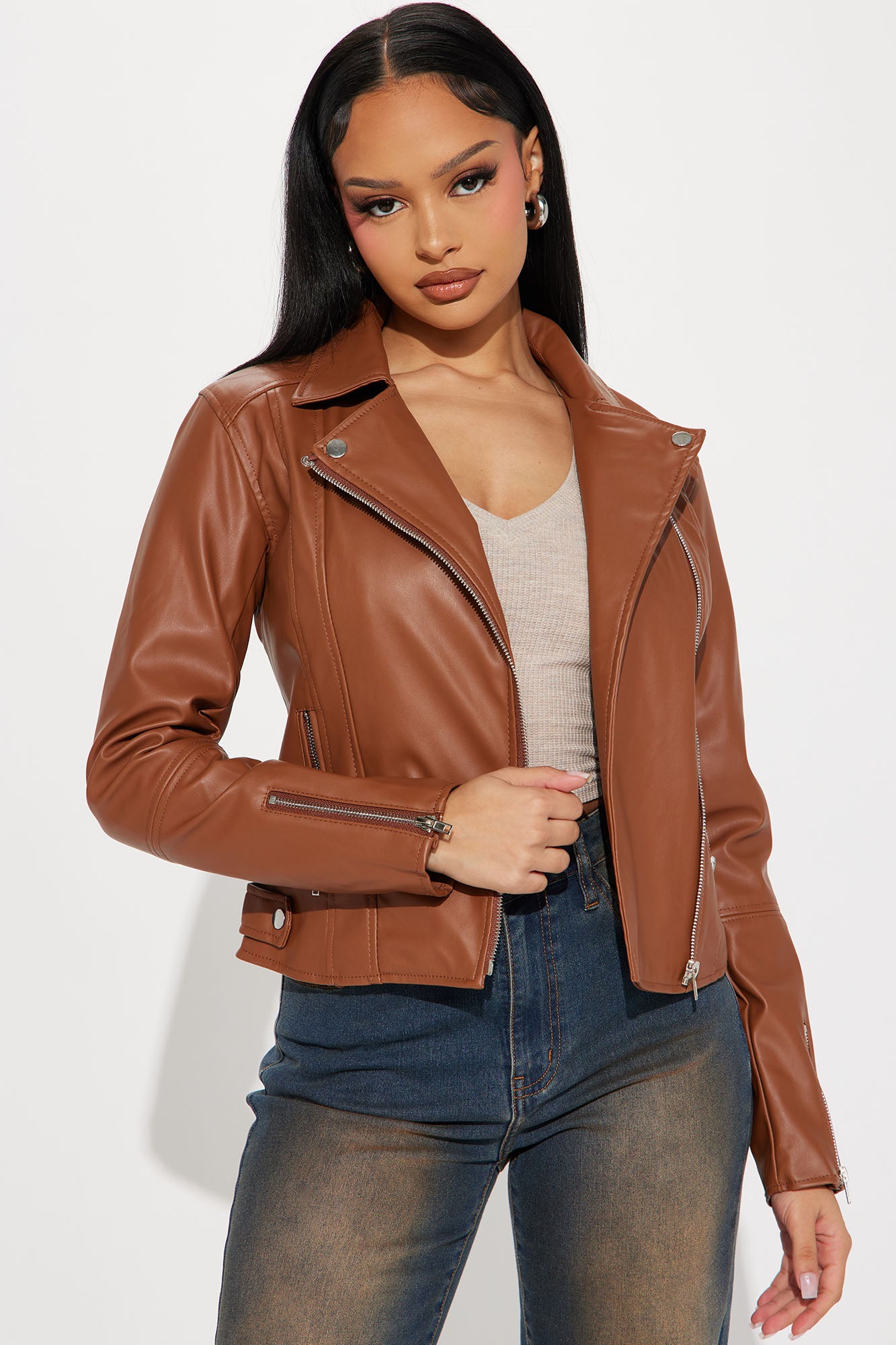 Never Average Moto Jacket Cognac Fashion Nova Jackets Coats