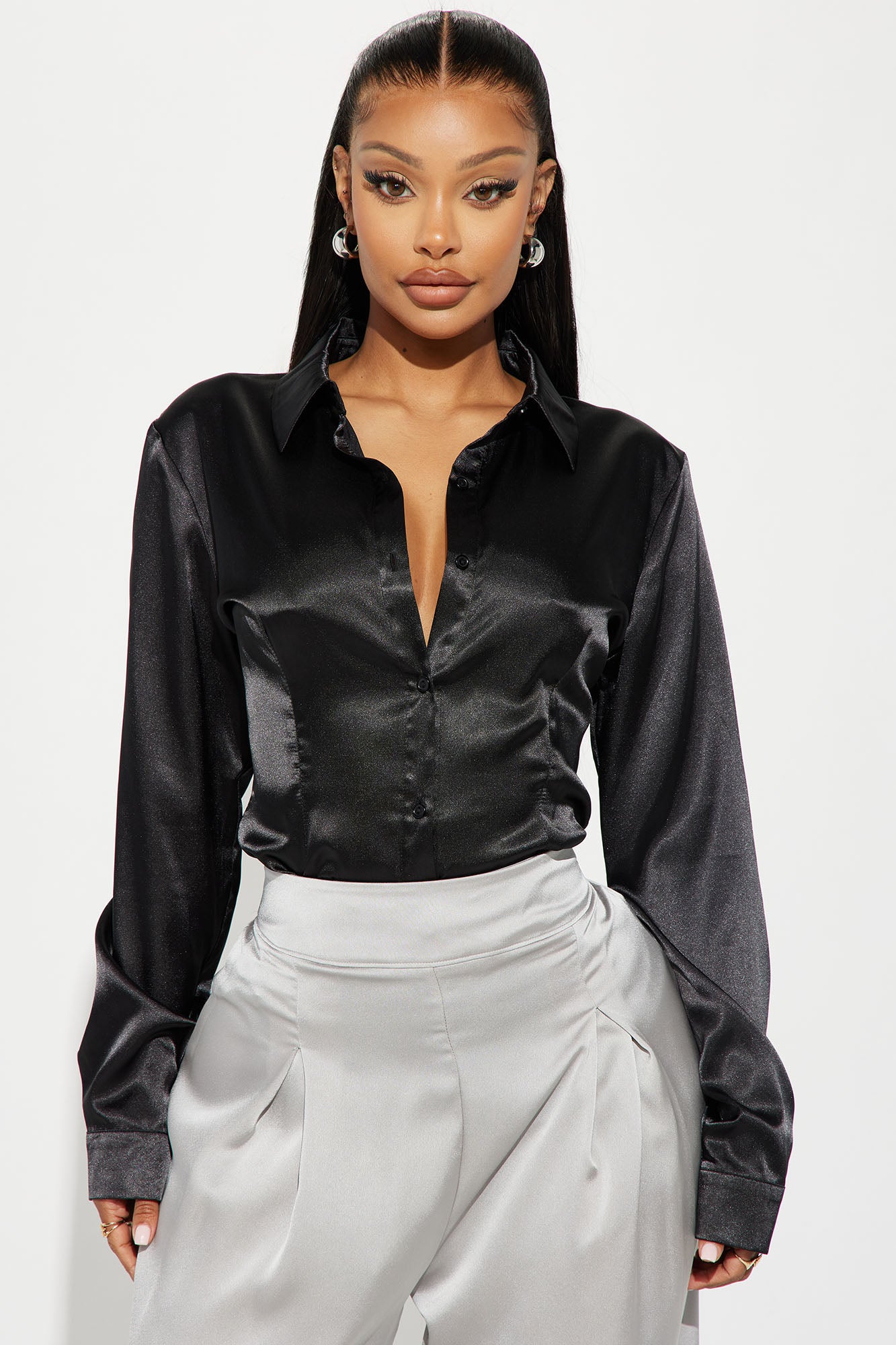 Gray satin blouse store