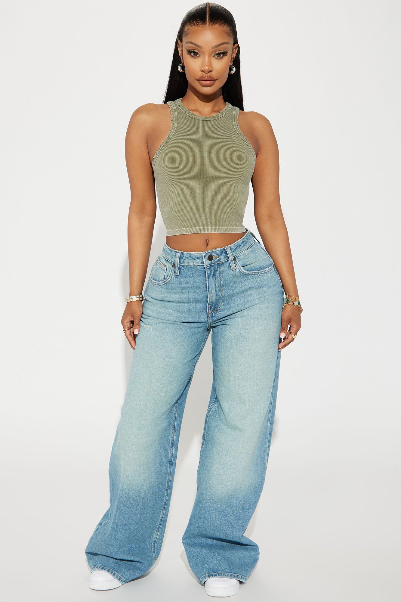 Remi Ripped Stretch Baggy Jeans - Vintage Wash, Fashion Nova, Jeans