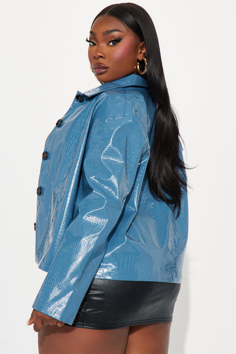 Blue pvc store jacket
