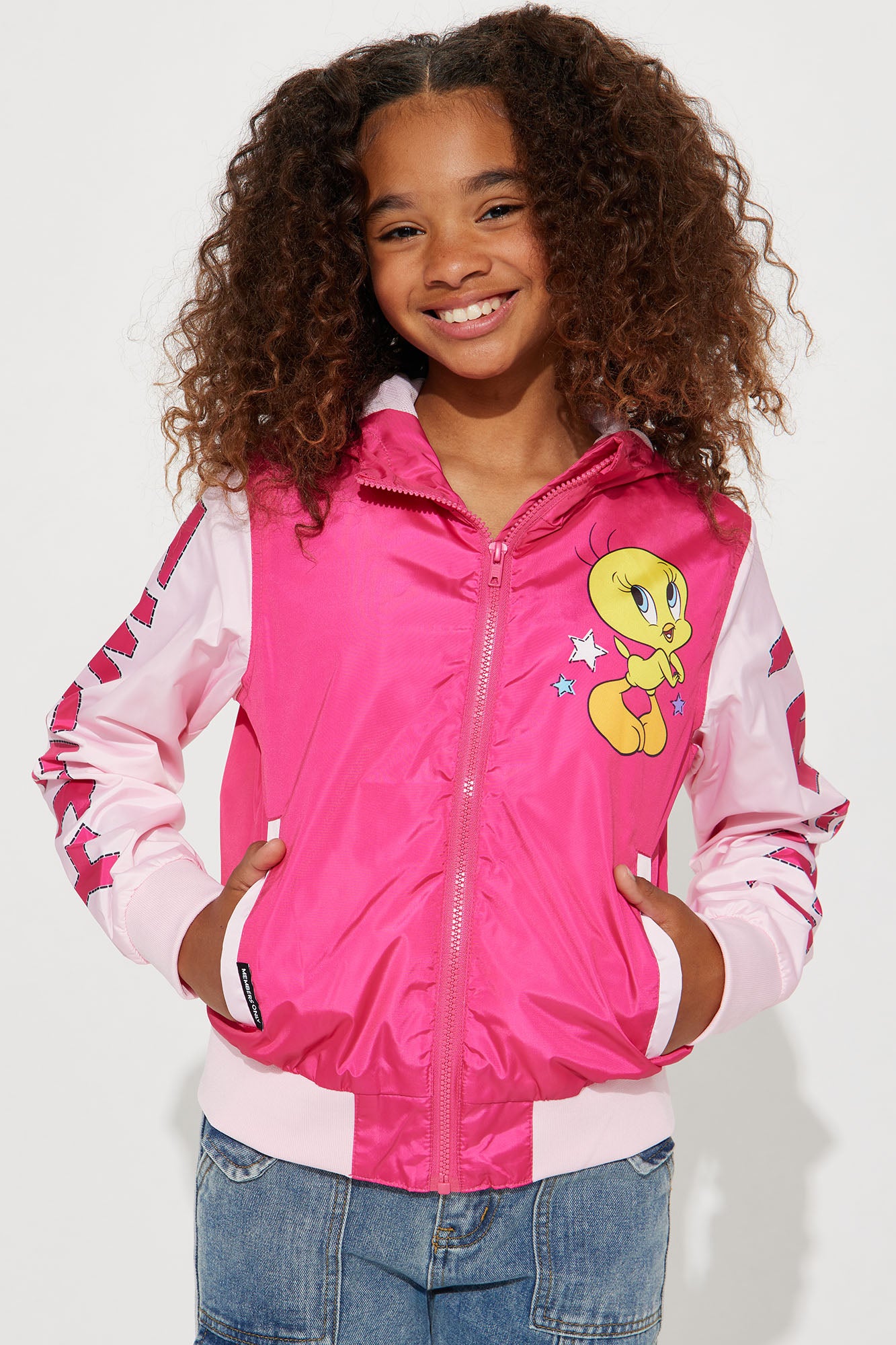 Mini Tweety Bird Fleece Varsity Jacket Pink Fashion Nova Kids