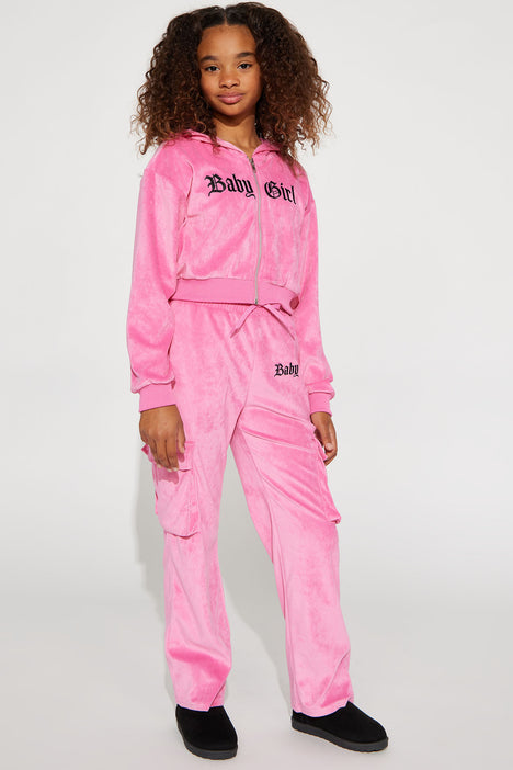 Mini Your Baby Girl Velvet Pant Set Pink Fashion Nova Kids