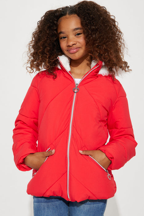Girls red puffer jacket outlet