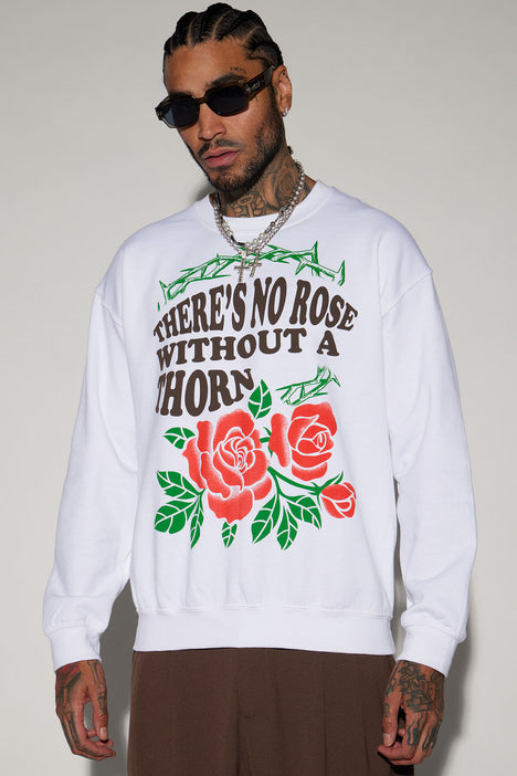 White sweatshirt with roses shop