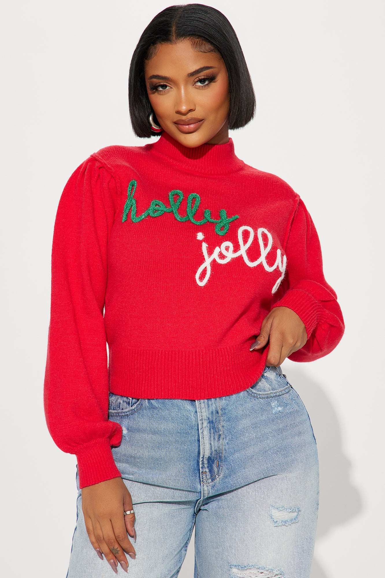 Holly Jolly Sweater Red combo Fashion Nova Sweaters Fashion