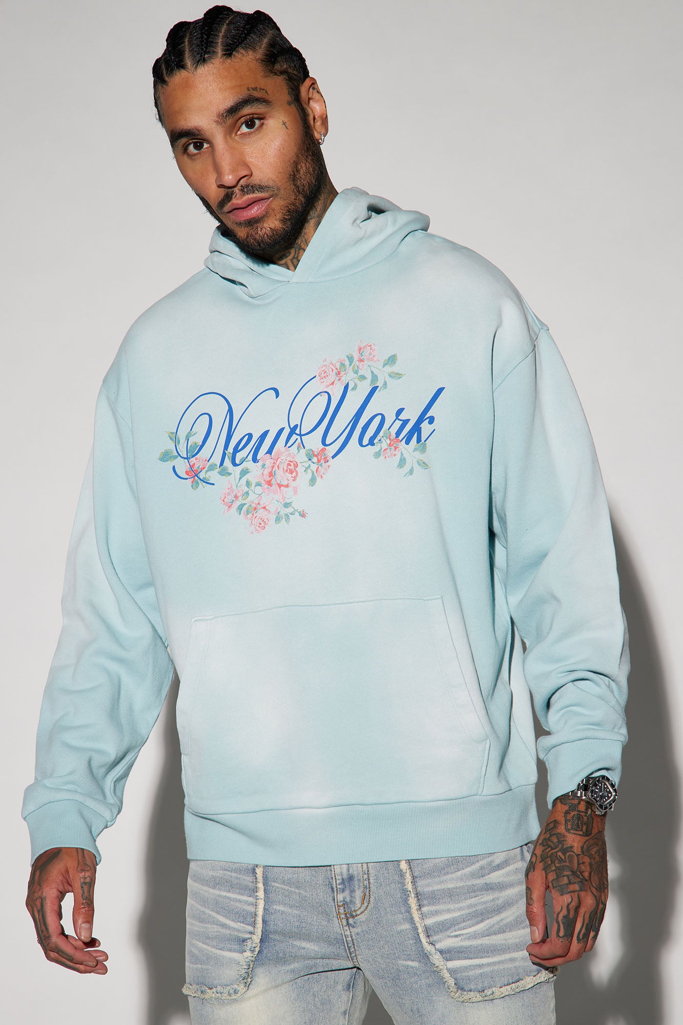 Blue flower sales hoodie