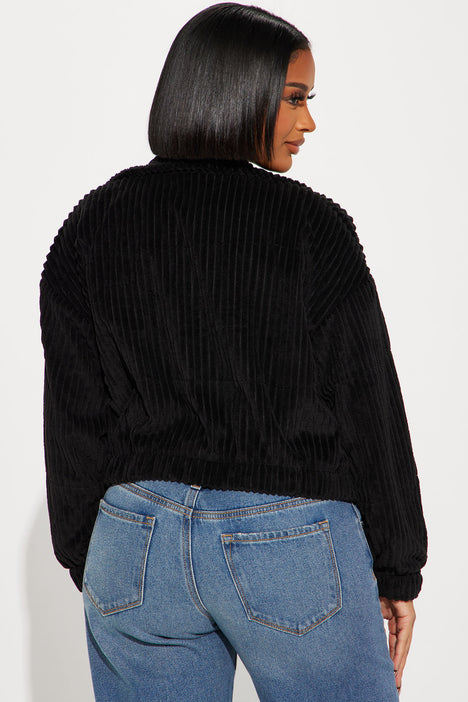 Cropped black corduroy jacket online