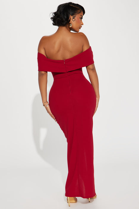 Fashion nova red top off the shoulder dress