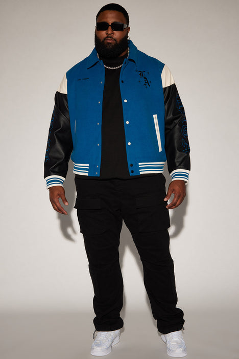 Blue and black deals varsity jacket