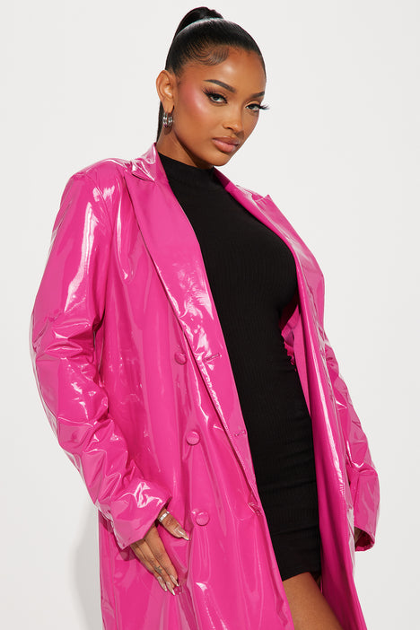 City Girls Patent Leather Trench Coat Fuchsia Fashion Nova